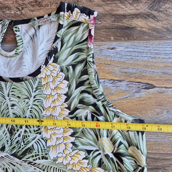 Vintage Tommy Bahama Silk Tropical Hawaii Maxi Shift Dress Sleeveless Green - Picture 8 of 10